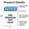 Signmission Fire Sprinkler Test Valve OSHA Notice Sign, Vinyl Decal, 7in W x 10in L, 2PK OS-2PACK-NS-D-710-V-12690 - alternate 2